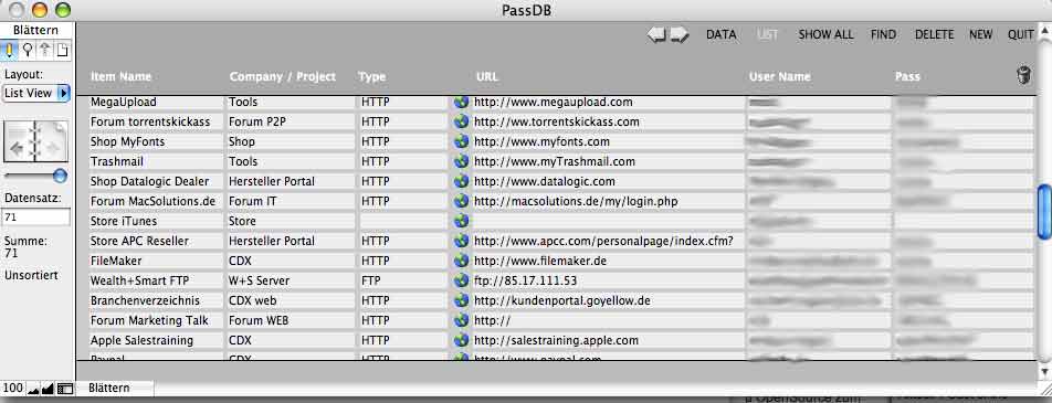 Screenshot for PassDB Win 1.0