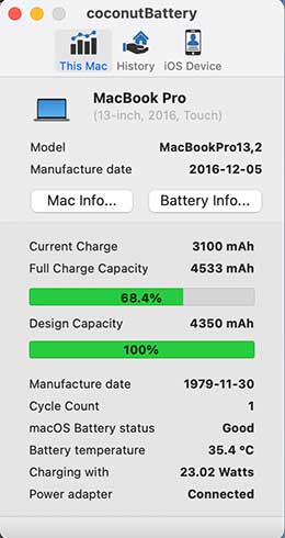 CDX MacBook Akku Kapazität A1706